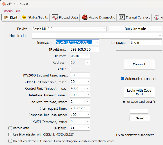 Advanced設定画面