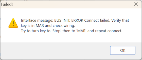 AlfaOBD接続エラー